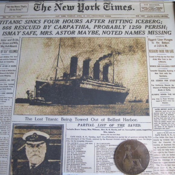 TITANIC Collector Set featuring New York Times, Boarding Pass & English Penny - Picture 2 of 6